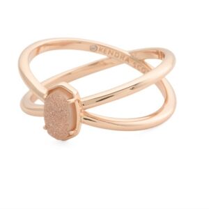 NWT Kendra Scott Emilie 14k Rose Gold Double Band Ring w/Druzy Stone